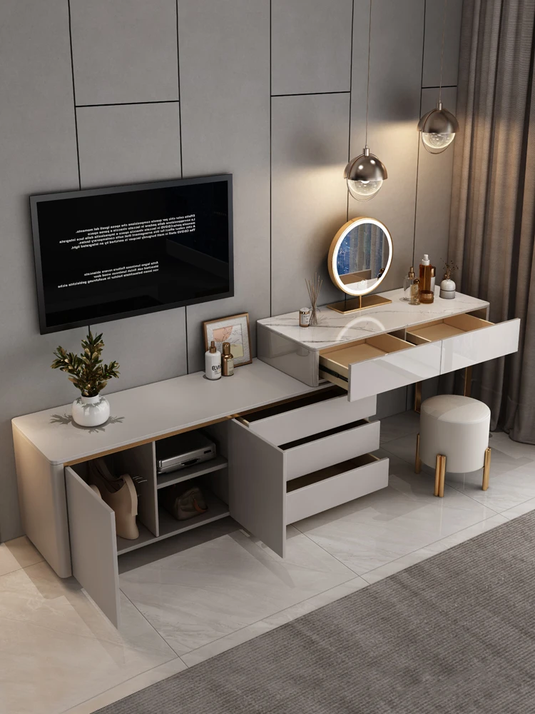 Advanced light luxury dresser TV integrated storage bucket