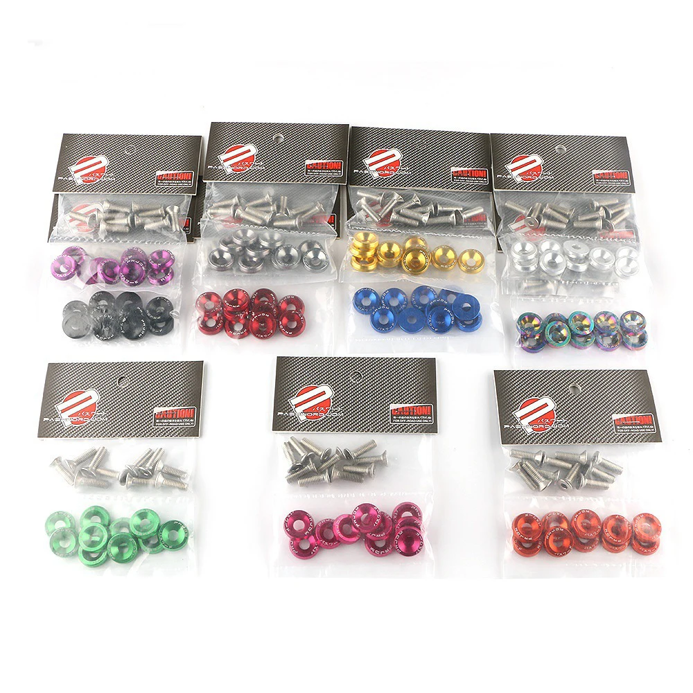 10 pcs Aluminum Car Fender Bumper Engine Washer Bolts JDM M6x20mm Modified Hex Fasteners Concave Screws Universal car accessories,auto fasteners,auto accessories,car screws,kids trousers,fender washers