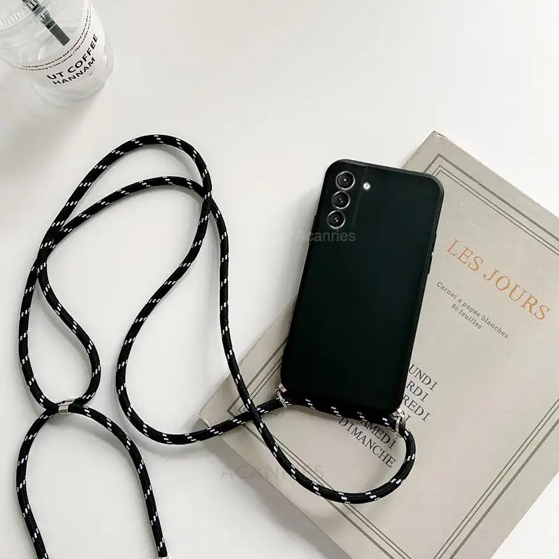 Crossbody Necklace Strap Liquid Silicone Phone Case with Lanyard Cord