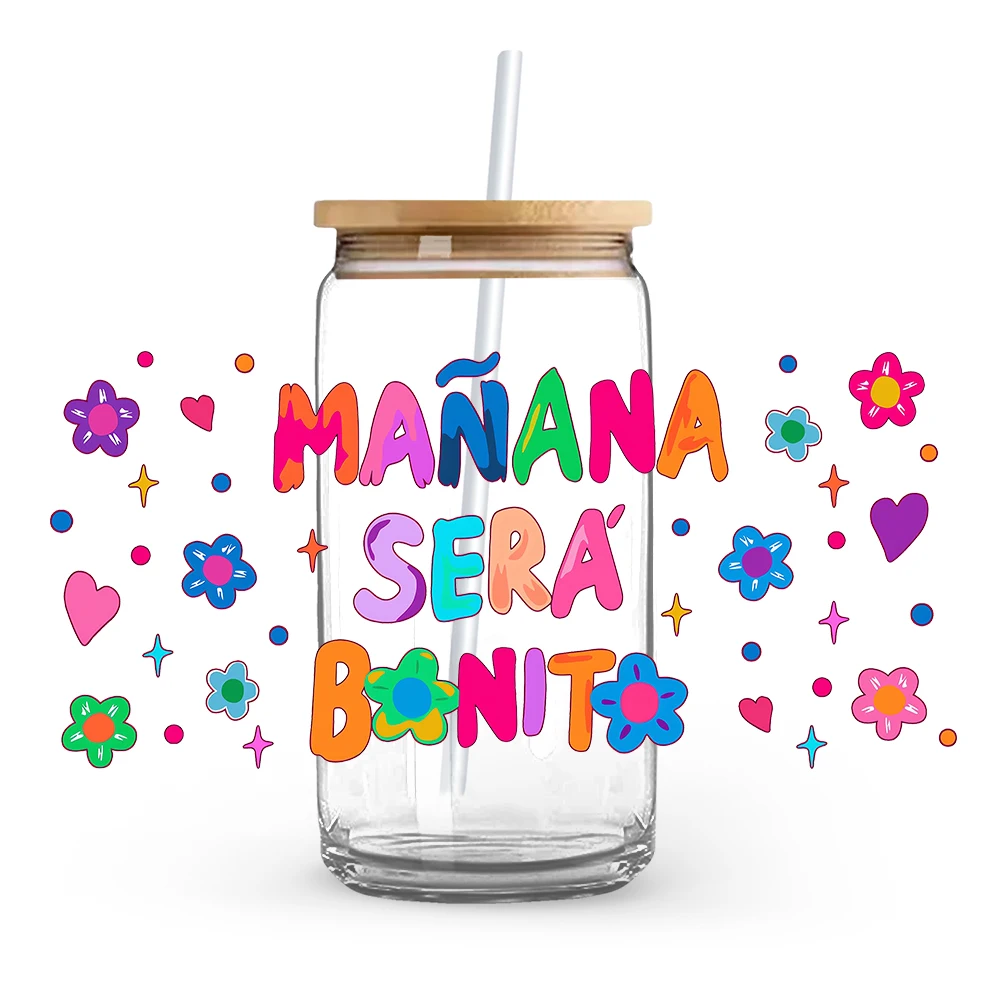 Glass Cup Film KAROL G Cartoon Mermaid Princess Graffiti 16oz DTF Printing Supplies Printable Self-adhesive Waterproof