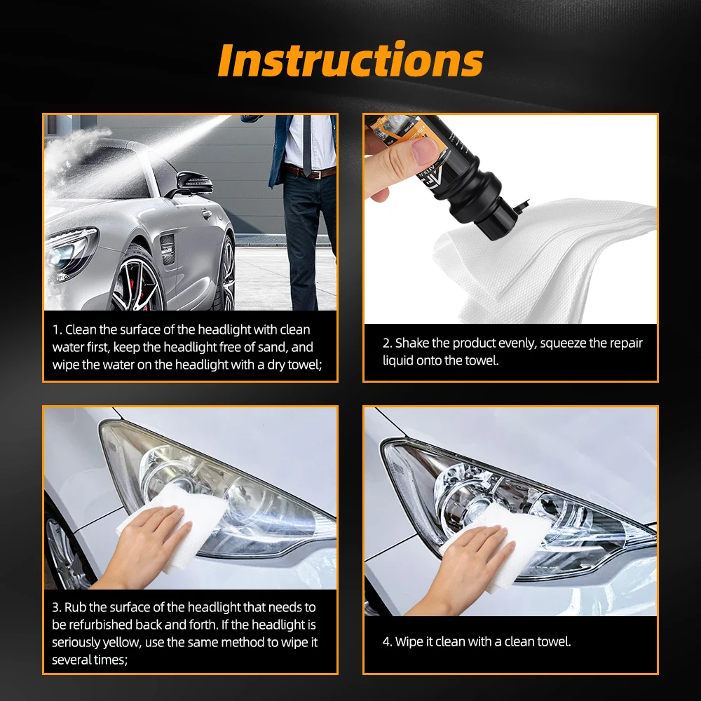 Car Headlight Restoration Polishing Headlamp Scratch Remover Repair Cleaning Paste Remove Oxidation Headlight Polish Liquid: 3 - 5 Days Free Delivery Only UK