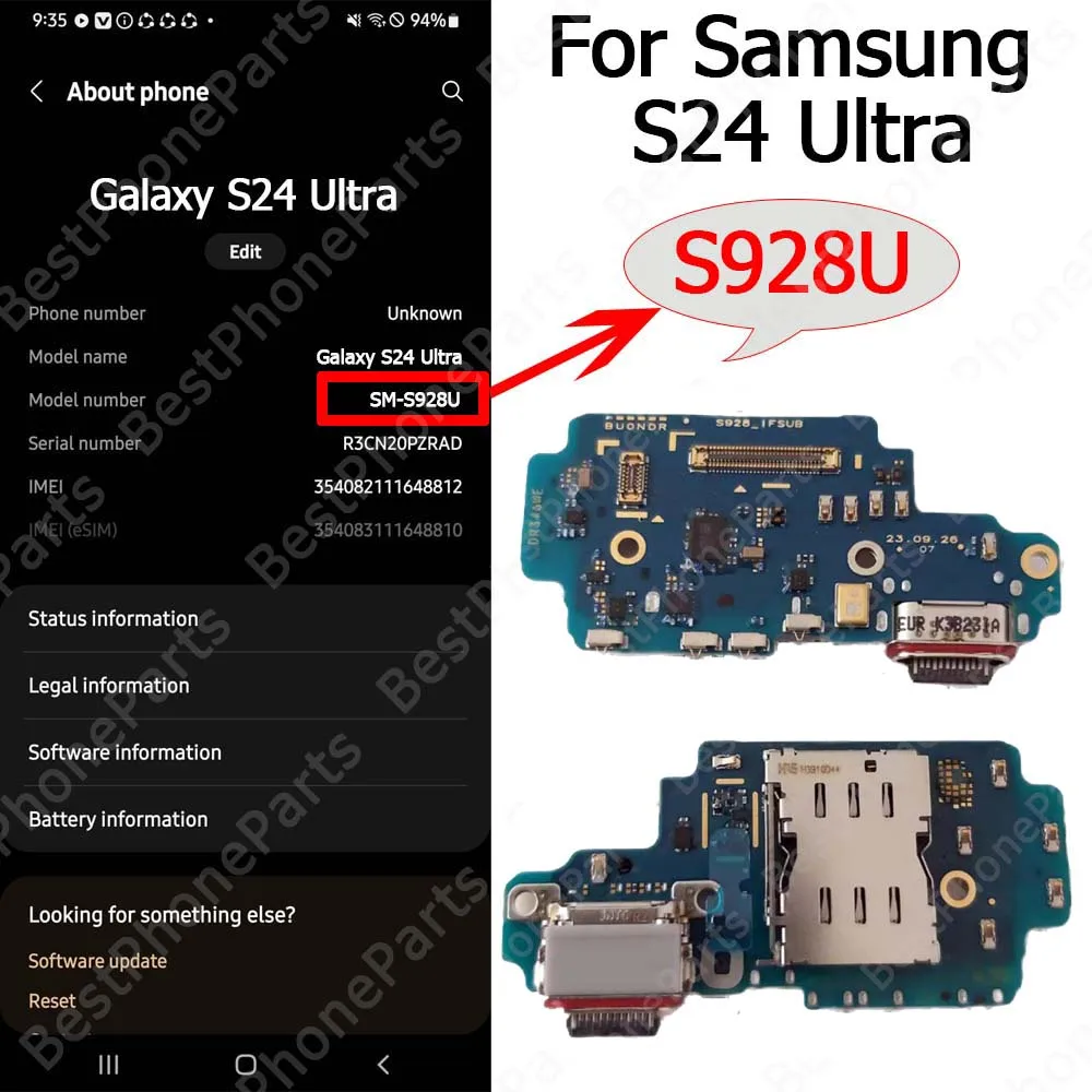 Enhanced Charging Port Board with USB Connector Flex Cable for Samsung Galaxy S24 Series