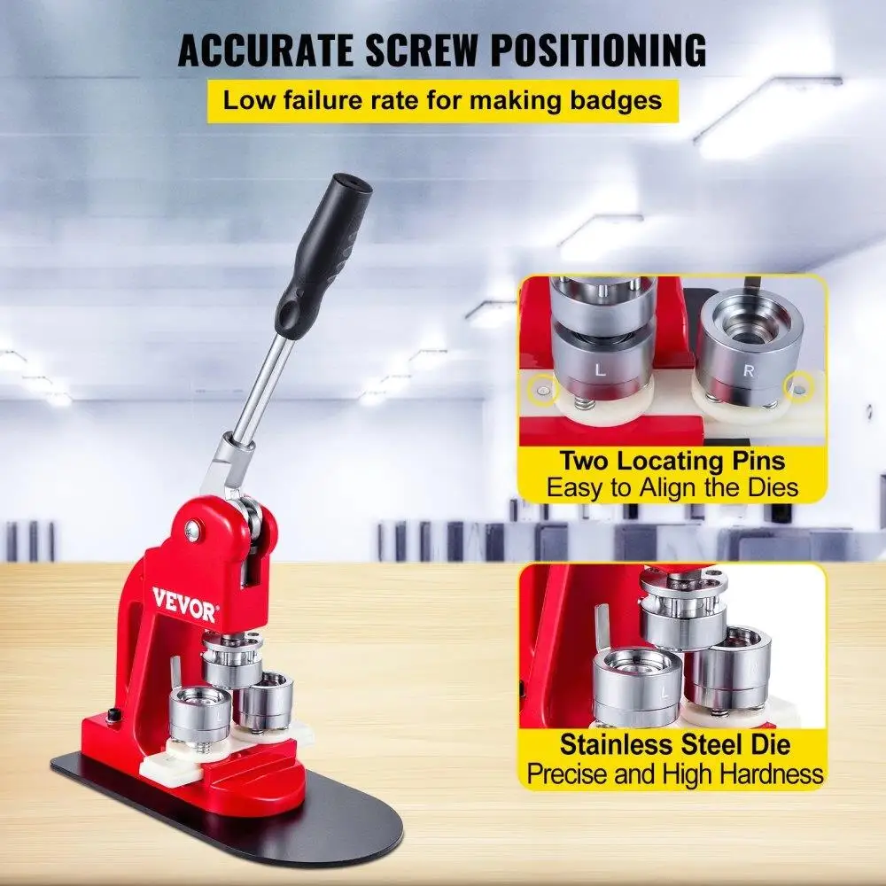 Button Badge Maker Machine 25mm（1 in）DIY Pin Button Maker Machine with1000 Pcs Parts & Circle Cutter Installation-Free