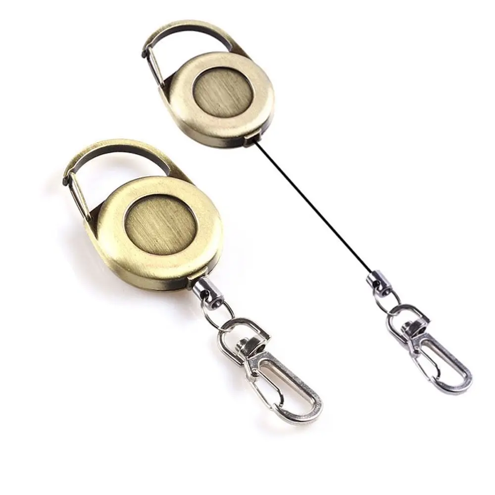 

Simple Round Anti-Lost Metal Telescopic Pull Buckle Convenient Universal Keychain Cute Classical Durable Silicone Lanyard