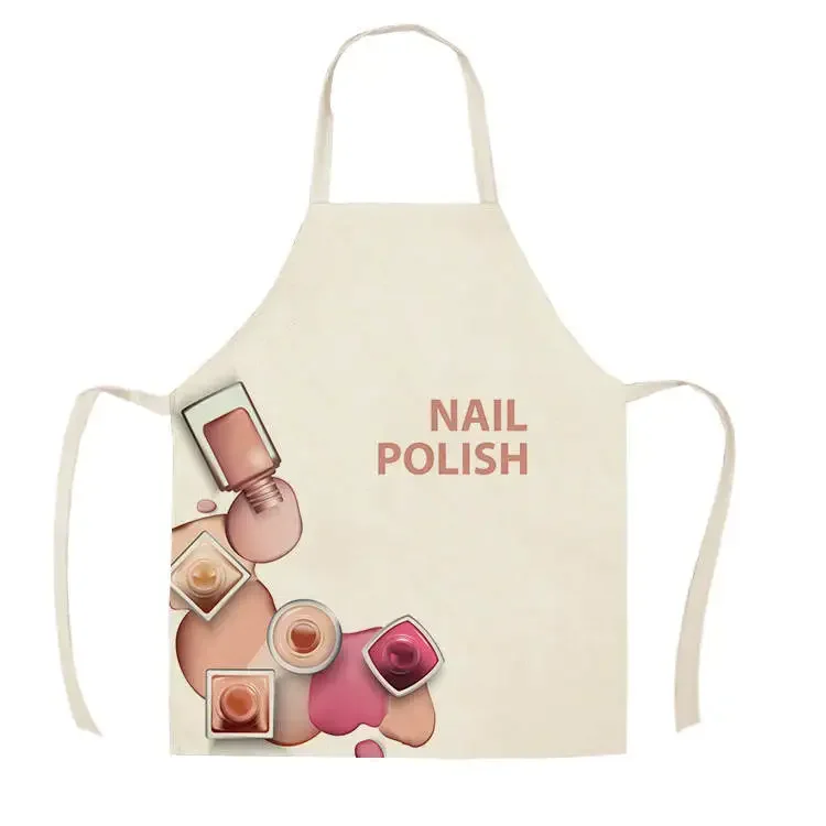 Home Kitchen Apron Color Nail Polish Bottle Printed Sleeveless Linen Aprons Men Women Home Cleaning Tools Fartuchy Chef Tablier 3