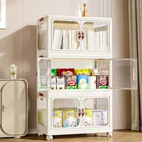 Kitchen Storage Cabinet Household Multi-layer Storage Box Foldable Tableware Cupboard Snack Sundries Organizer Box with Pulley 1