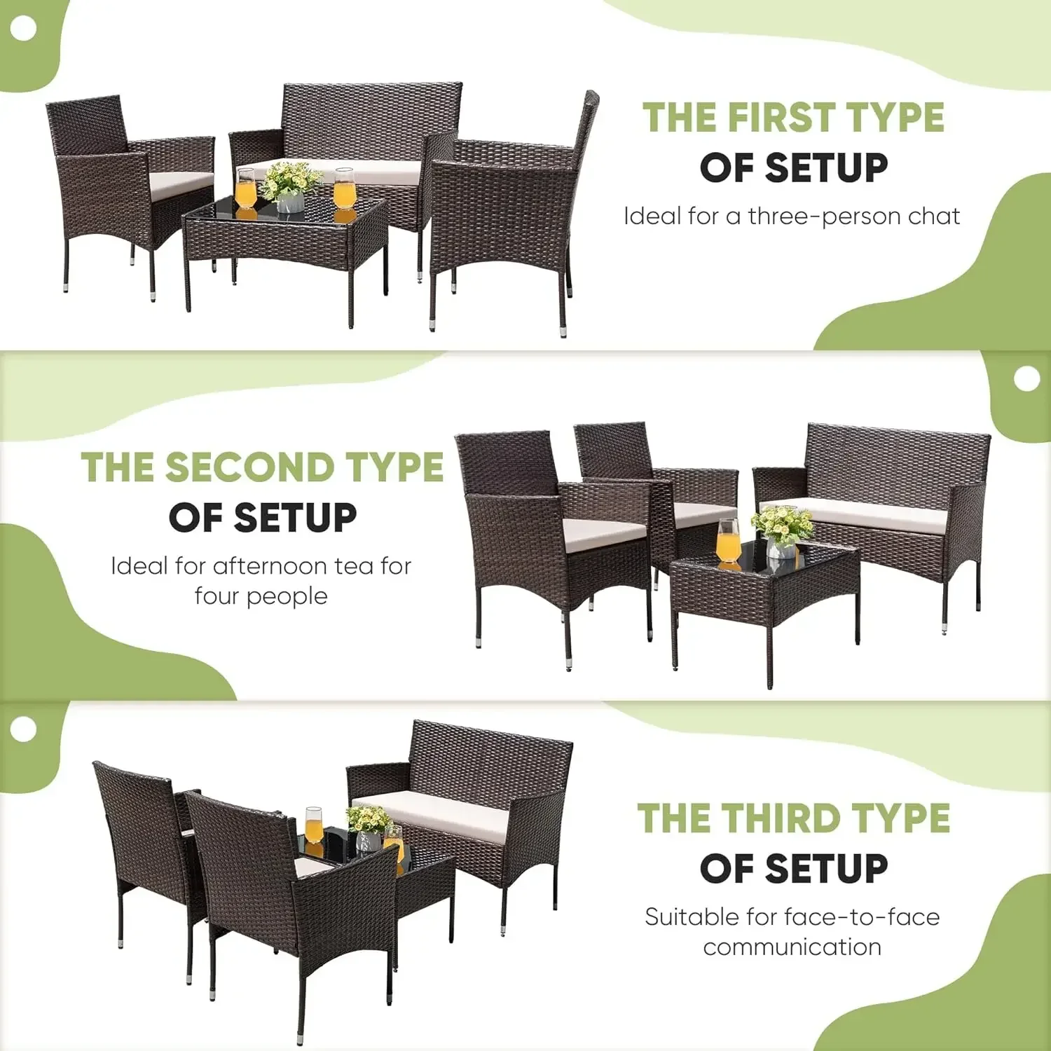 Patio Furniture 4 Pieces 6