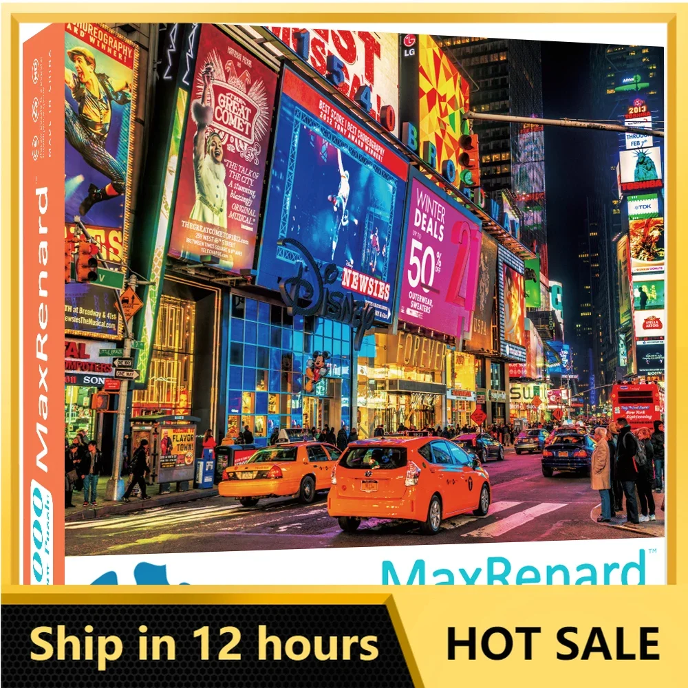 MaxRenard Jigsaw Puzzle 1000 Pieces for Adult Time Square Landscape Home Wall Decoration Family Game Gift time to shine neon signs shop home party prom anniversar cave art wall decoration aesthetic led light luminous letters gift lamp