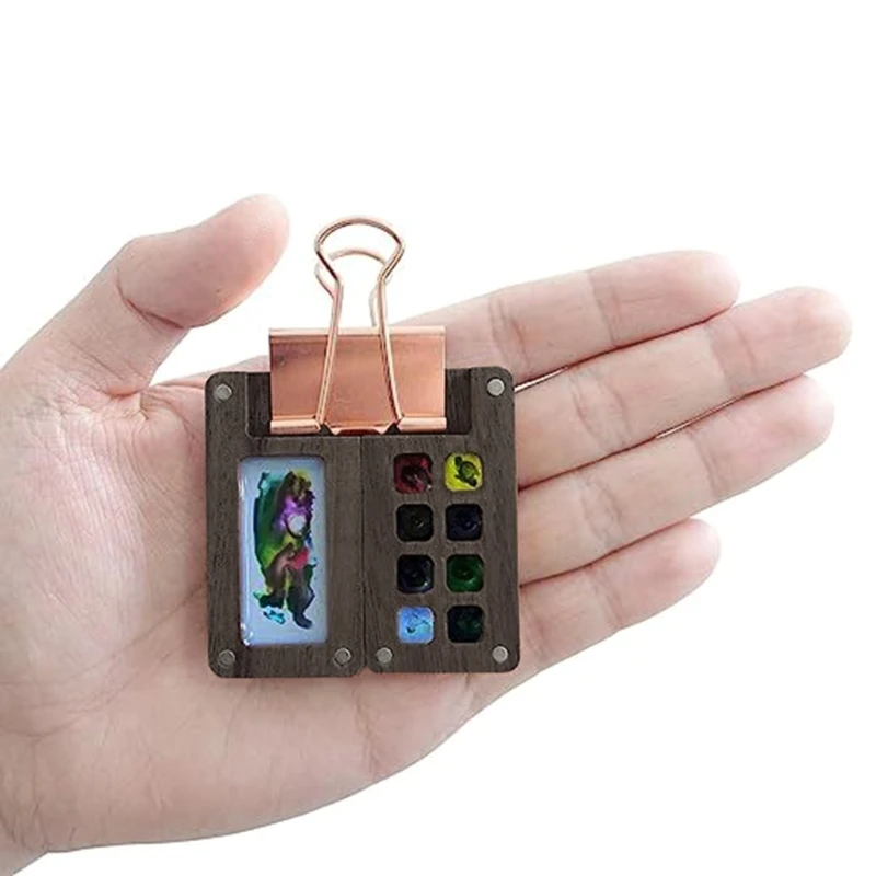 Wooden Sketchbook Mini Travel Watercolor Paint Closure Paint Box for Watercolour Gouache