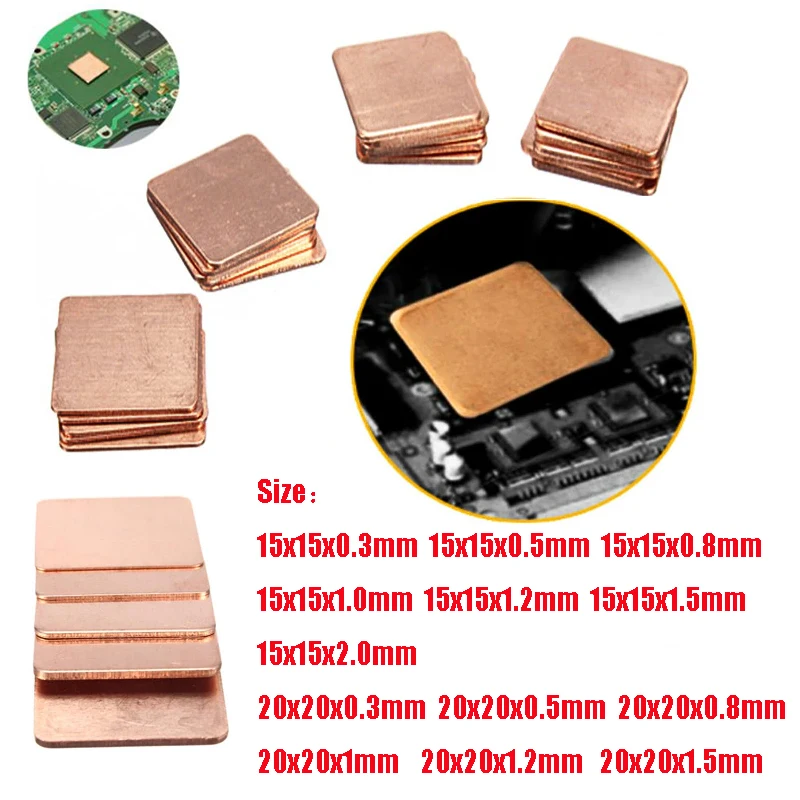 5pcsDIYCopperHeatsinkThermalPadHeatSinkSheet03mm2mm