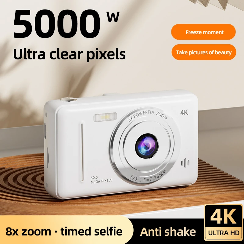 Digital Camera 4K 5000W Pixel Retro CCD Portable Card Camera Entry level Dual Flash 50 Million Pixels Auto Focus