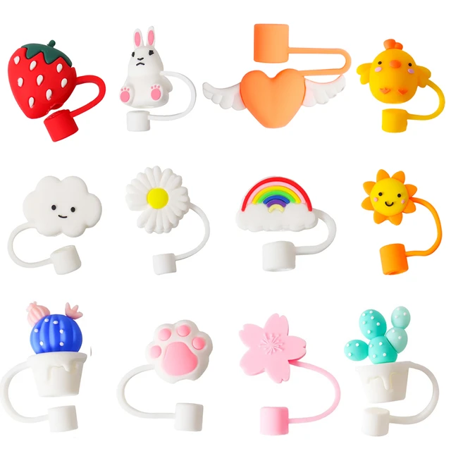  8PCS Christmas Straw Cover Cap,Cute 3D Straw Cover for