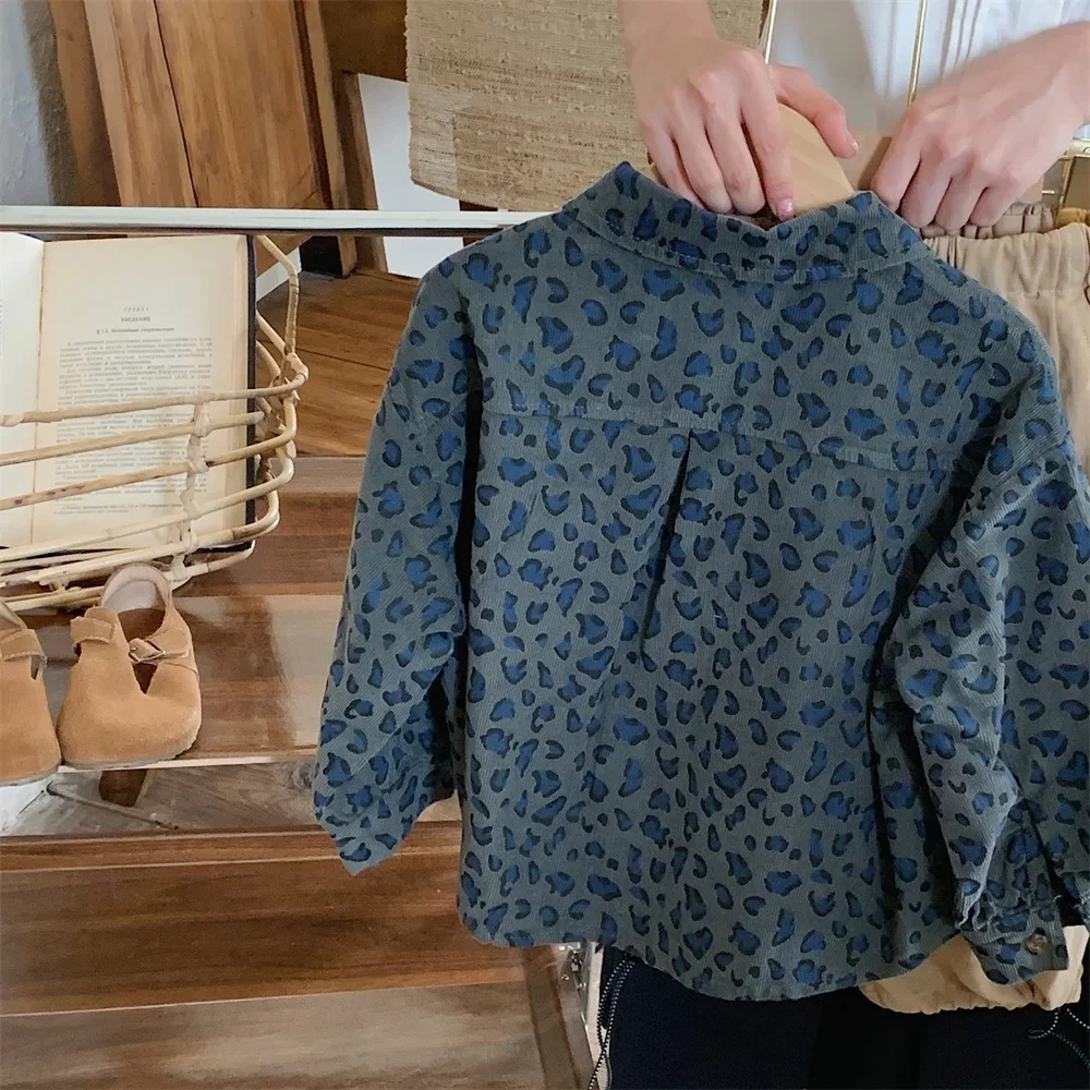 Boys Leopard Print Shirt Blouses Loose Coat Autumn Spring Long Sleeved Fashion Simple Cool kids shirts boys shirts