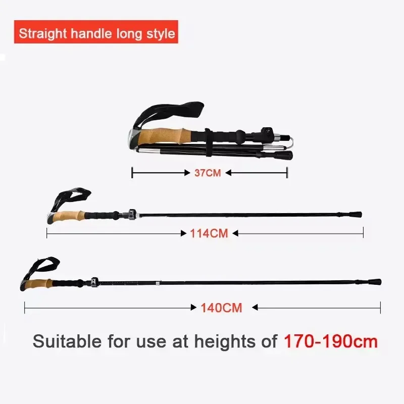 2Pcs Lightweight Trekking Sticks Canes Folding Climbing Poles Walking Poles 3-Folded Rod Cane for Sitting EVA+Cork Handle Sticks 4