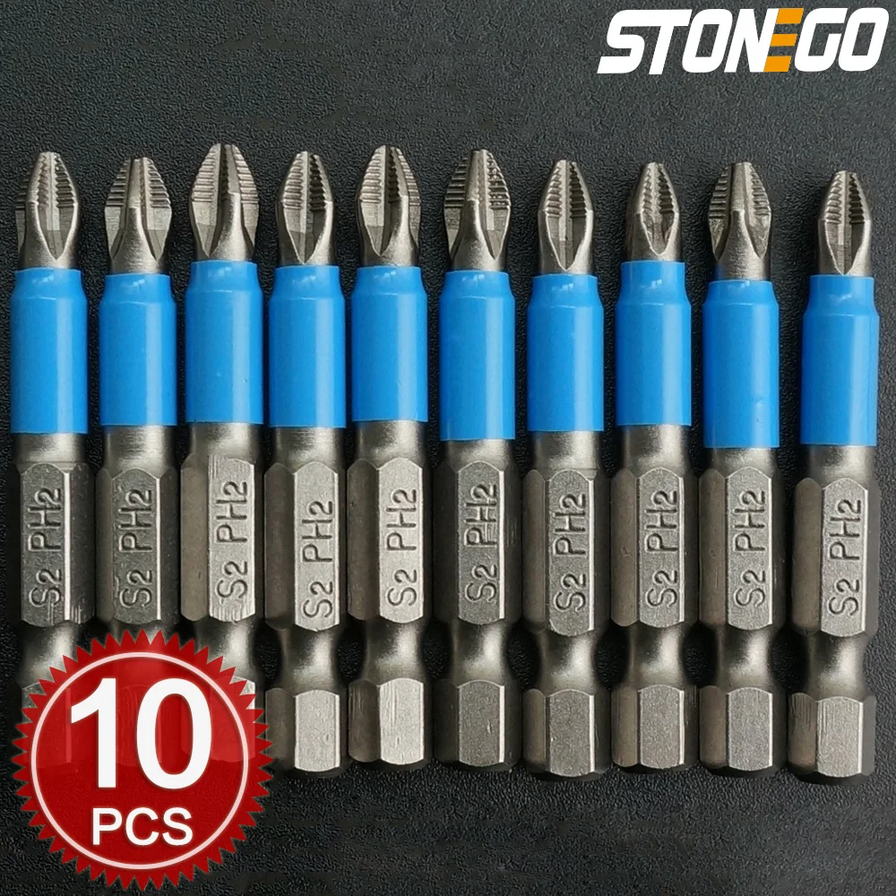 stonego-10pcs-screwdriver-bits-set-1-4-hex-shank-s2-magnetic-ph2-cross