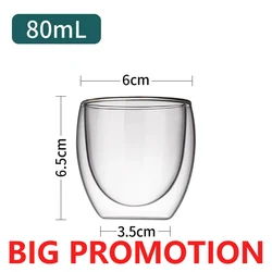 Double-Walled Thermal Glass Drinkware Set - 3pcs (80ml)