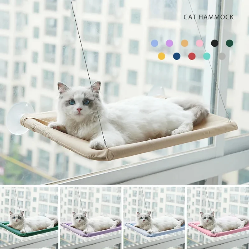 

New Pet Cat Hammock Hanging Cat Bed Bearing 20Kg Comfortable Cat Sunny Window Seat Mount Kitten Climbing Frame Pet Accessories