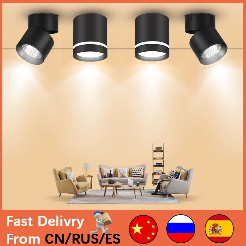 LED Ceiling Light LED Downlight LED Spotlight Folding Led Spot Light Ceiling Spots 5/7/10/15/25/40W Surface Down Light 220V Led Spotlights Downlights For Bedroom Living Room