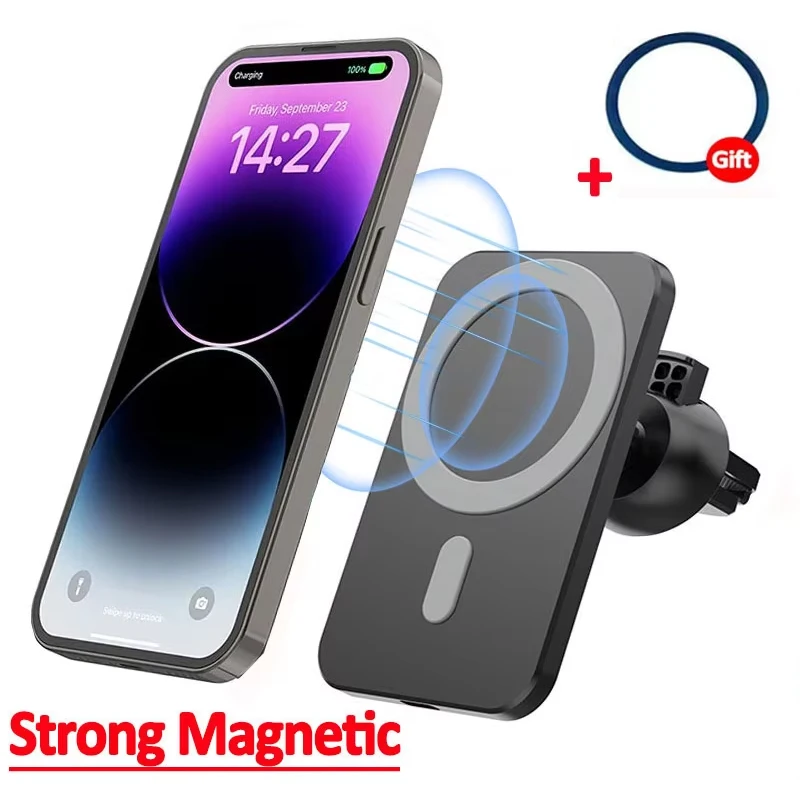 Magnetic Wireless Car Charger For MagSafe iPhone Pro Max Xiaomi Samsung Xiaomi Air Vent Clip Phone Holder Stand