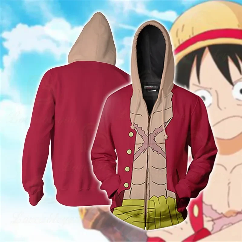 Anime One P Hoodies 3D Print Pullovers Sportswear Sweatshirts Luffy Ace Law Zoro Nami Nico Casual Tops Jacket Men