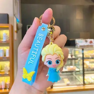 Creative Cartoon Frozen Series Keychain Cute Female Dropper Doll Keychain Ring Car Pendant