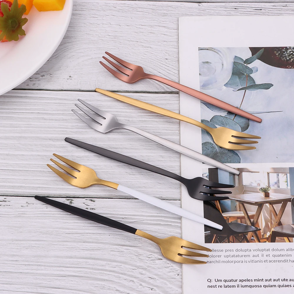Gold Plated Fork Set 3/6 Pieces Stainless Steel for Coffee Tea Ice Cream Cake Dessert Party