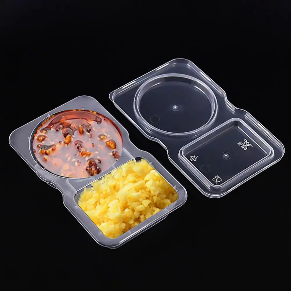 5/10/15/25Pcs Seasoning Box Disposable Leak-Proof Lid Double Compartment Condiment Container For Dip Sauce Sampling Travel Snack