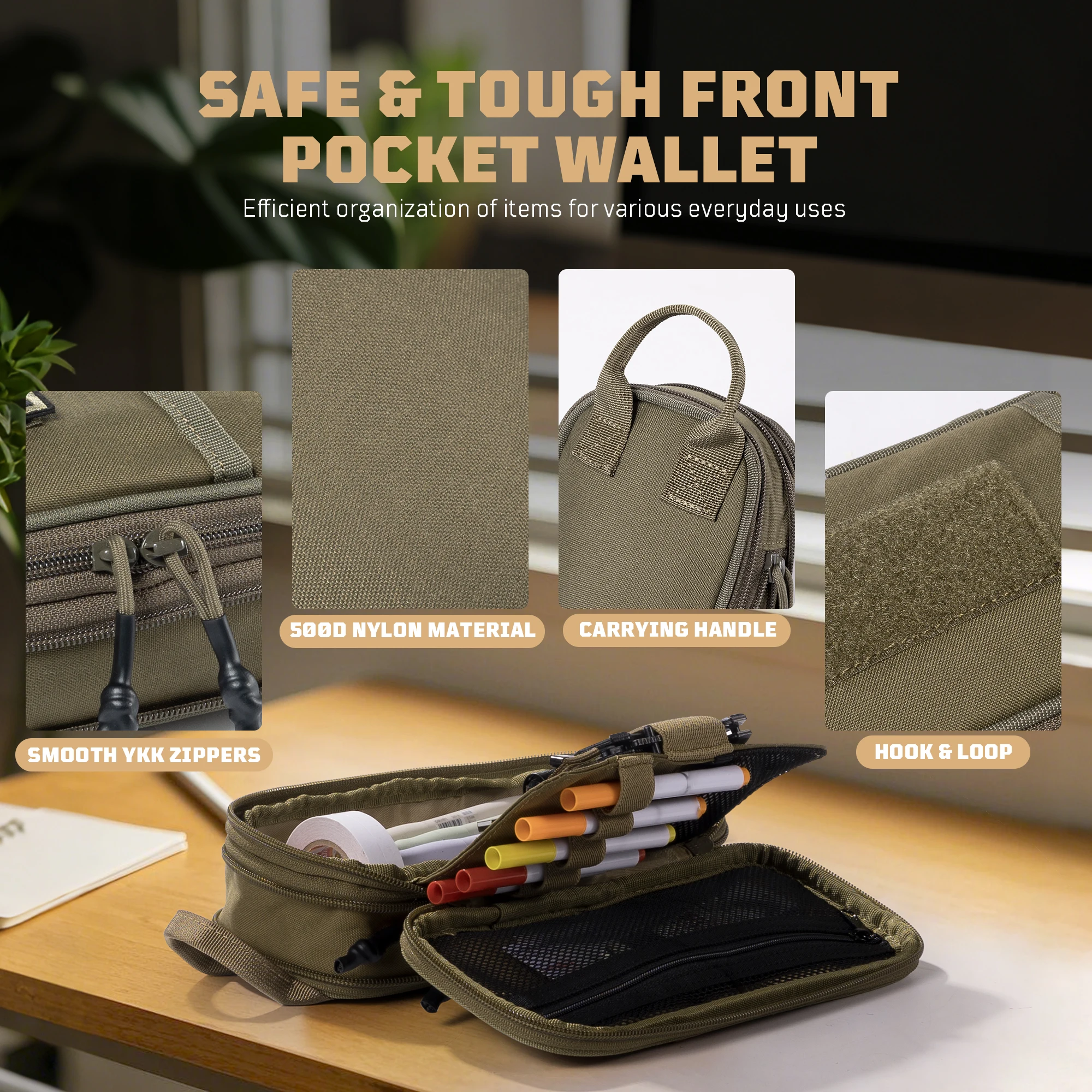 ONETIGRIS 필통 - 연필 주머니 학교 사무용품 문구류, 지퍼 멀티 슬롯 대용량 연필 가방 정리함