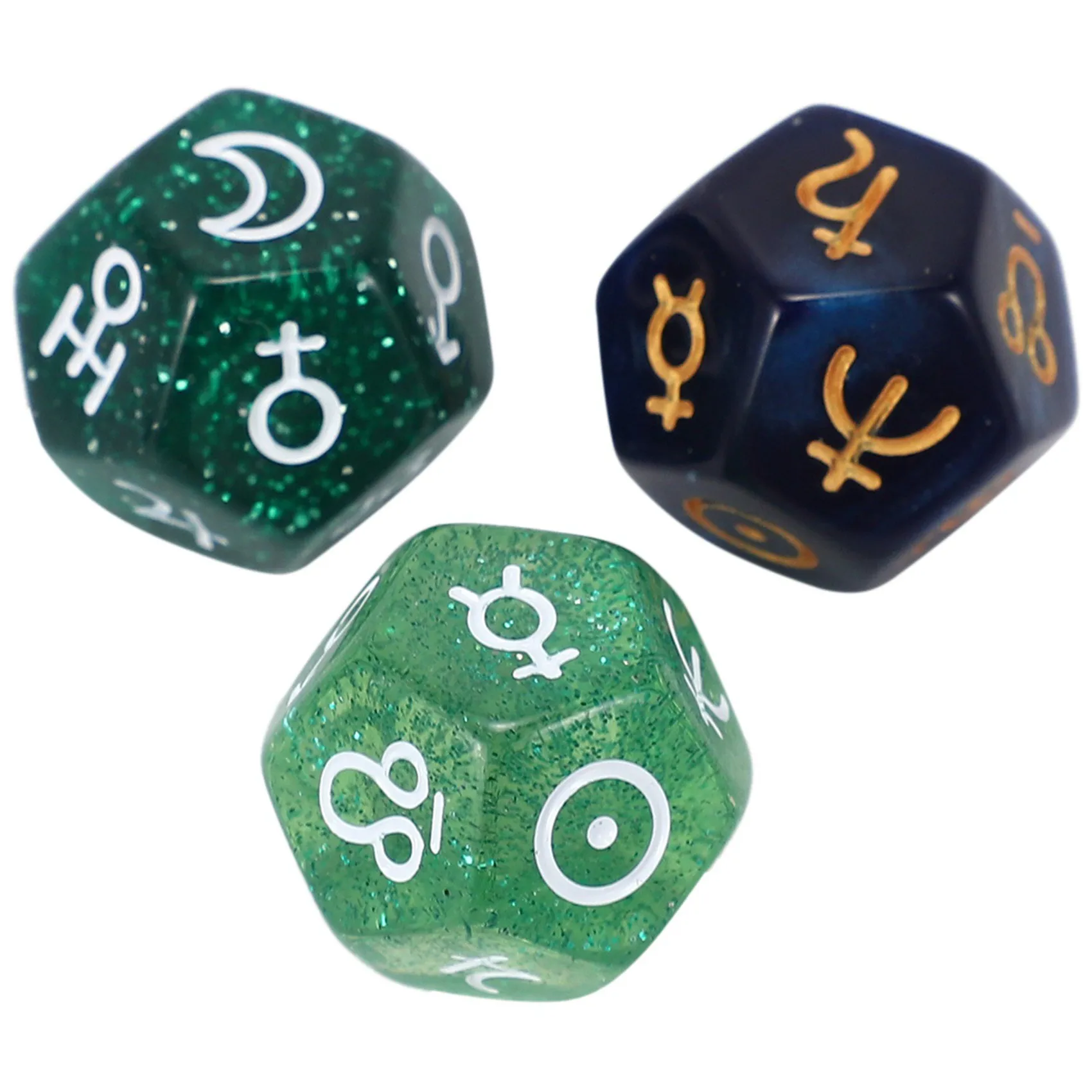 BAAU 36Pcs Pearl 12-Sided Astrology Zodiac Signs Dice for Constellation Divination Toys Multi Sided Dice Type A