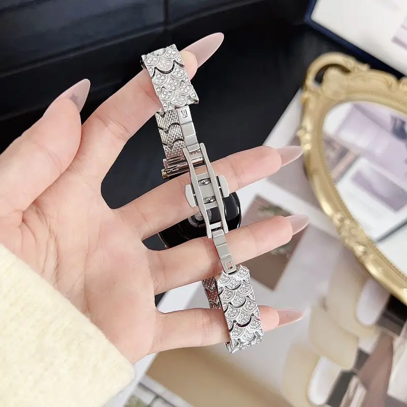 Elegant Diamond Metal Strap – Bling Jewelry Wristband Bracelet