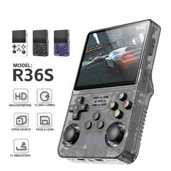 레트로 휴대용 비디오 게임 콘솔, 오픈 소스 R36S, 리눅스 시스템, 3.5 인치 IPS 스크린, 휴대용 포켓 비디오 플레이어, R35S, 64GB 게임