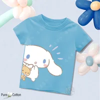 Children's tops T-shirt Sanrio Pure Cotton Print Cinnamoroll Dog Multi Color Soft Tees High Quality Kid Clothing Boys and Girls 1