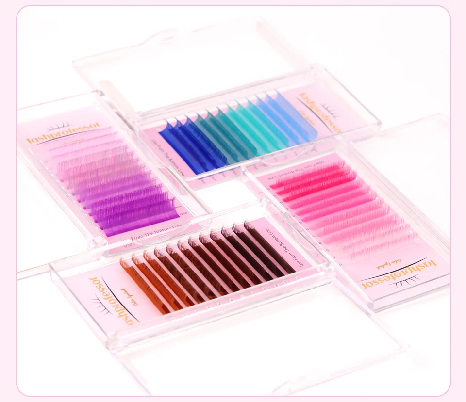 lashprofessor Farbe Wimpernverlängerung Individuelle falsche Farbe Nerz Wimpern Macaron 4 Farben Regenbogen Ombre Wimpern Maquiagem Cilios – Detail 16