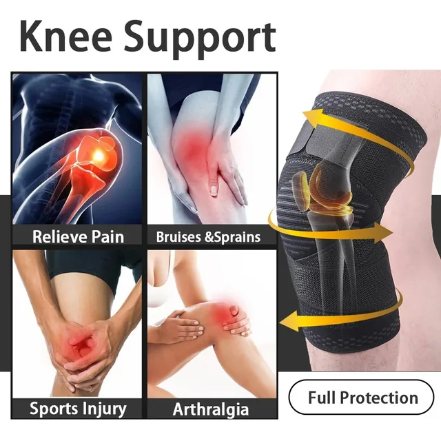 1PC Compression Knee Braces with Bandage Sports Running Basketball Fitness Volleyball Knee Sleeves Comfort Elasticity Knee Pad 3