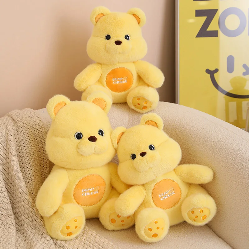 Cartoon Cheese Color Teddy Bear Plushies Doll Cute Stuffed Animals Soft Little Bears Throw Pillow for Kids Xmas Gift Home Decor