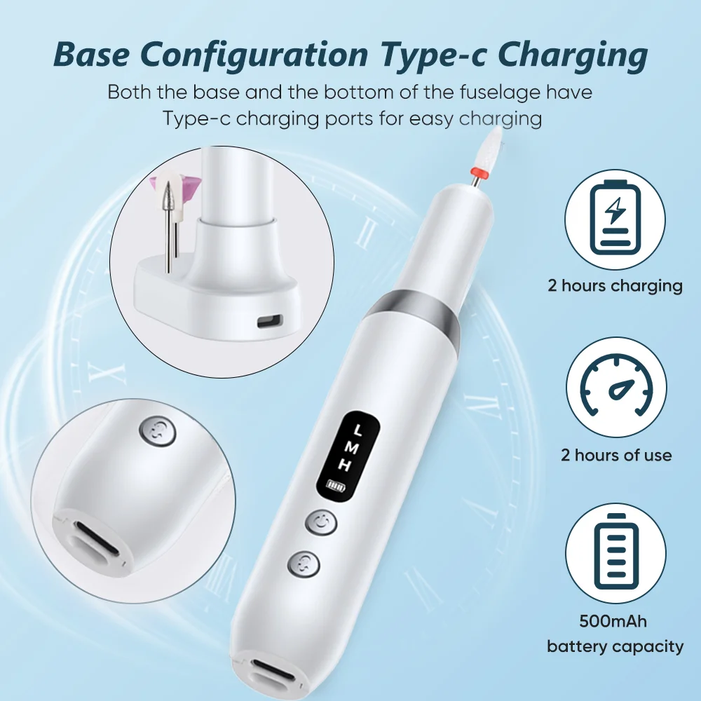 Professional Nails Grinding Polishing Dead Skin Removal Art Sanding File Pen Manicure Machine Polisher Drill Bits 6