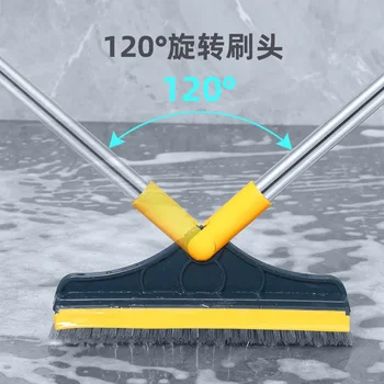 Spazzola per pavimenti 2 in 1 Manico lungo Tergicristallo per bagno Setole rigide Spatola per finestre Scopa magica Scopa per pavimenti Strumenti per la pulizia delle piastrelle della vasca 1