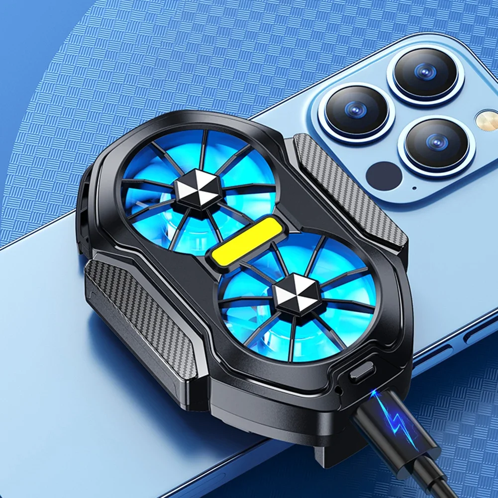 FS01 Dual Fan Rechargeable Mobile Phone Cooler Long Lasting Stronger Cooling Air Cooling Type-C for Android IOS PUBG Game Cooler