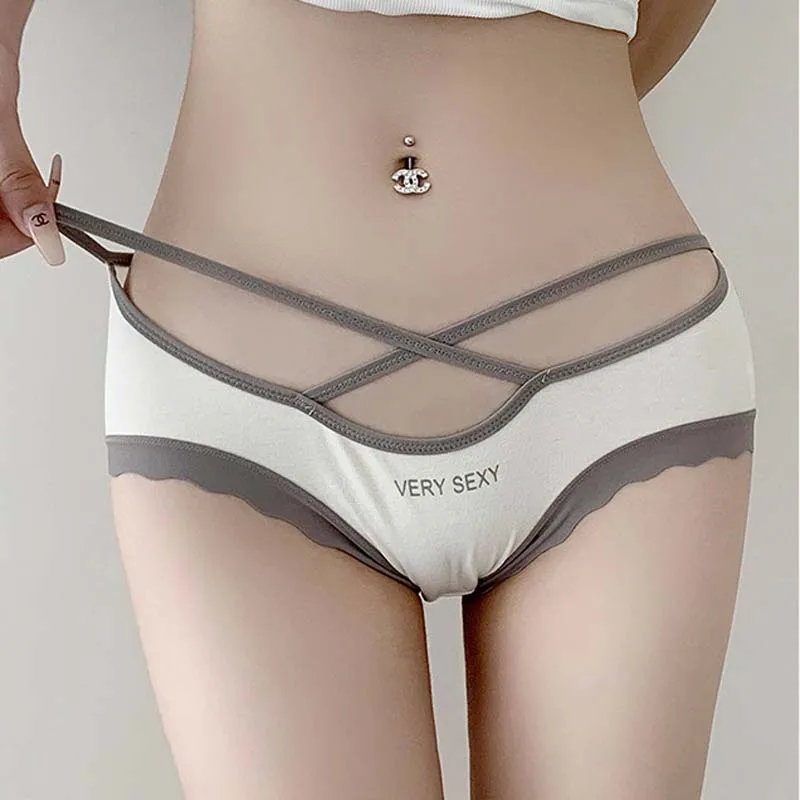 

Roseheart New Women Fashion Skin Gray black Cotton Mid Waist Panties Underwear M L Lingerie Briefs Brief Seamless Underpants