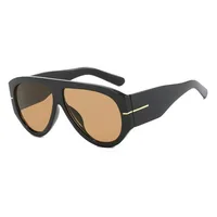 Lunettes de soleil ovales rétro de luxe pour femmes, monture large, couleur thé noir, style pilote carré, protection UV400, lunettes de soleil surdimensionnées pour hommes 2