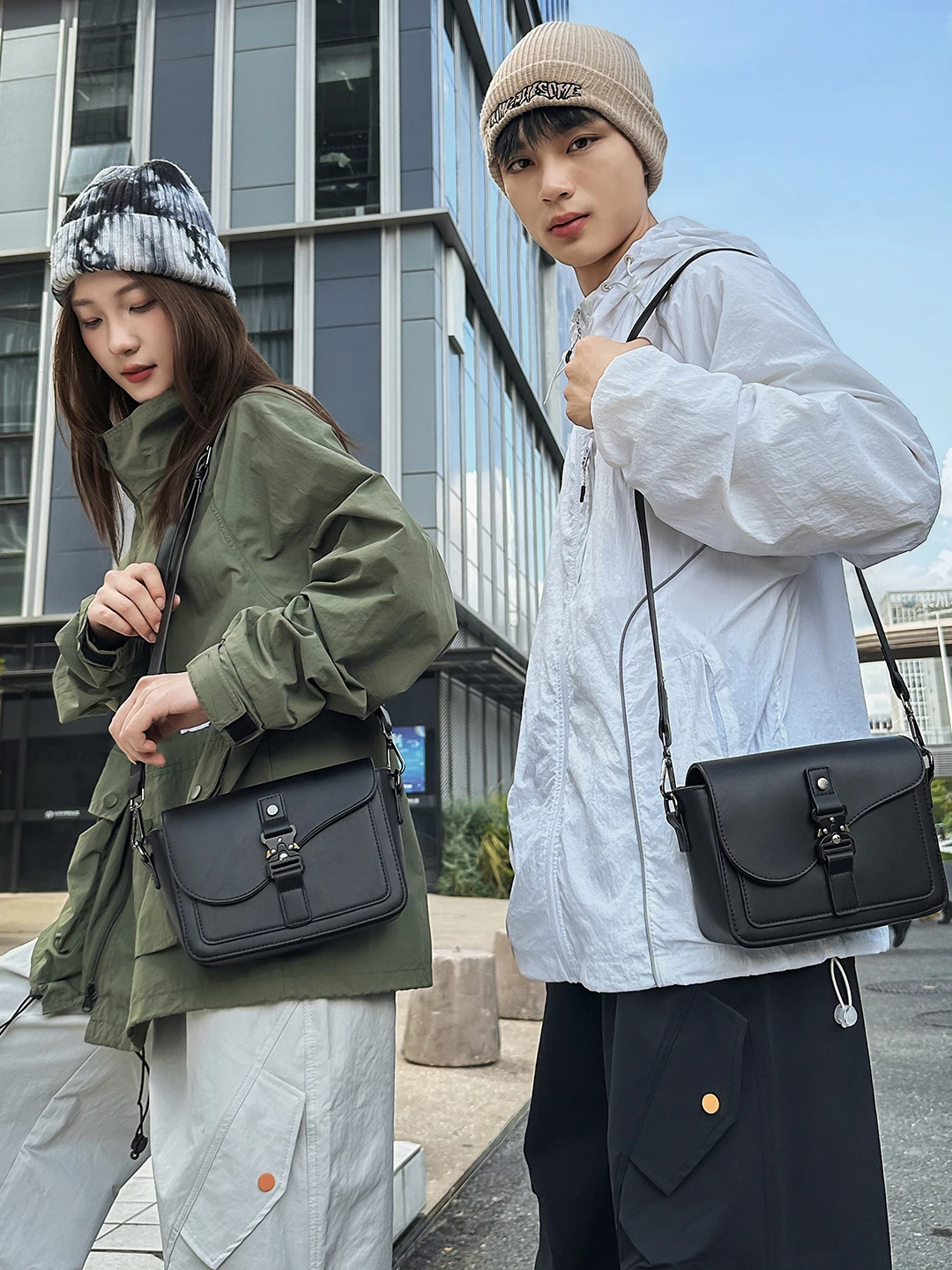 Casual Crossbody Bag Unisex Fashionable Small Square Bag for Commuting And Daily Use Waterproof PU Leather Shoulder Strap - 2