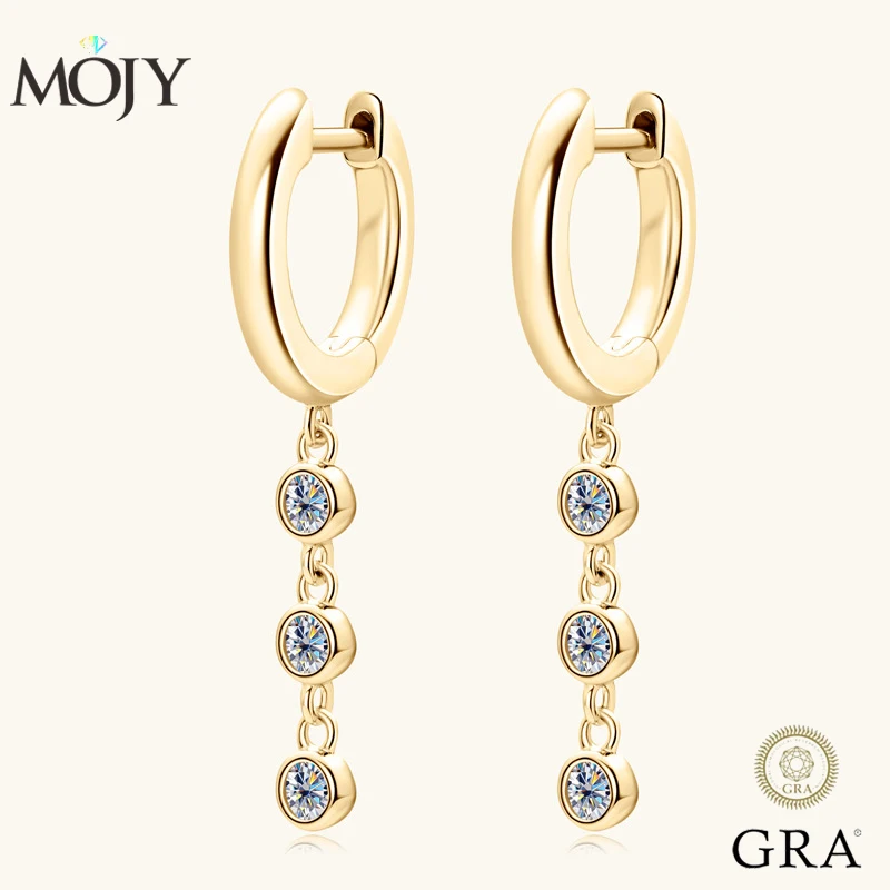 

MOJY New Tassel S925 Silver Moissanite Earrings for Women Design Senior Sense Stud Earrings with GRA Certificate of Fine Jewelry