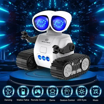 Giocattolo robot telecomandato ricaricabile con musica, occhi LED, walkie talkie, robot giocattolo per bambini, robot RC per bambini