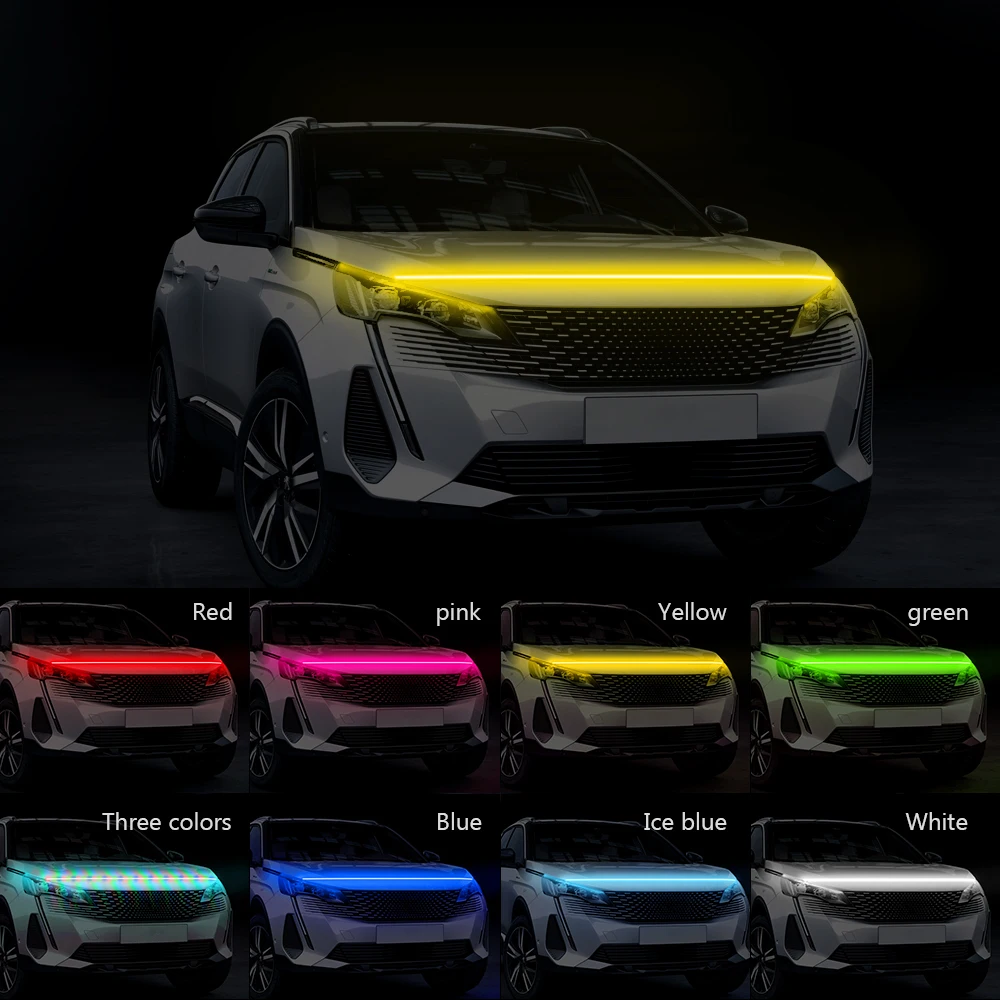 

Car DRL Led Light Strip For Hood Flexible Car Engine Cover Decoration Lamp Auto Daytime Running Lights 150/180CM Car Accessories