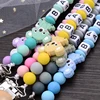 Baby Beech Teether Pacifier Clips Personalized Name Silicone Teether Geometric Crochet Beads Chain Pacifier Clips Nipple Clip 4