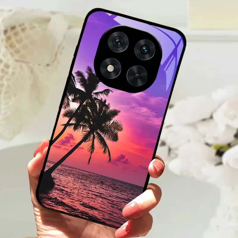 Cute Animal Tempered Glass Phone Case with Shockproof Bumper