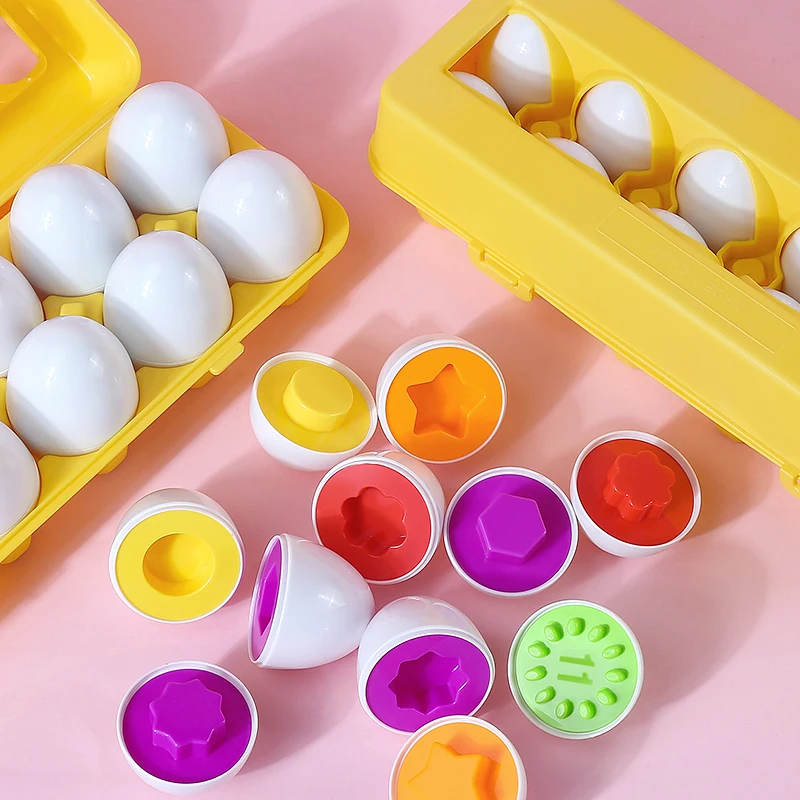 6/12 Pcs Baby Smart Eggs Montessori Educational Toys For Children Color Shape Matching Recognize Toddler Intelligent Learning