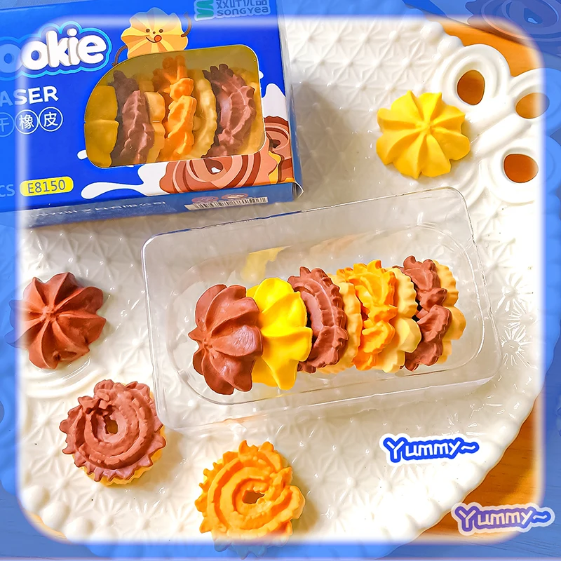 카와이 문구 미적 문구 용품 사무용품 어린이 날 선물 학교용 귀여운 것들 쿠키 지우개 고무