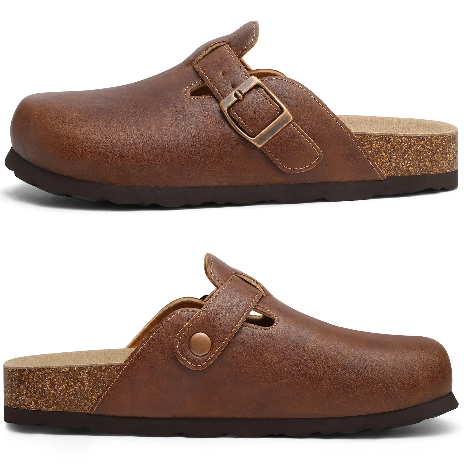 Gacimy Vegan Leather Cork Clogs With Arch Support Unisex Mules_voghion.com