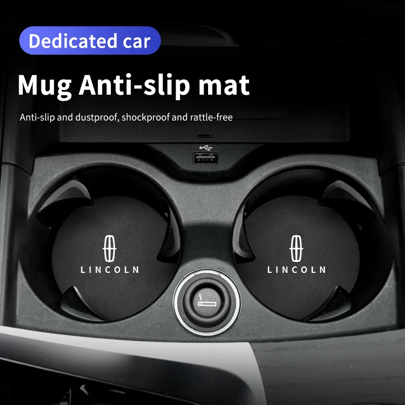 Car Coasters Water Cup Holder Pad Non-slip Cup Slot Mats For Lincoln MKZ MKX Aviator Navigator Continental Corsair MKC MKT Nauti